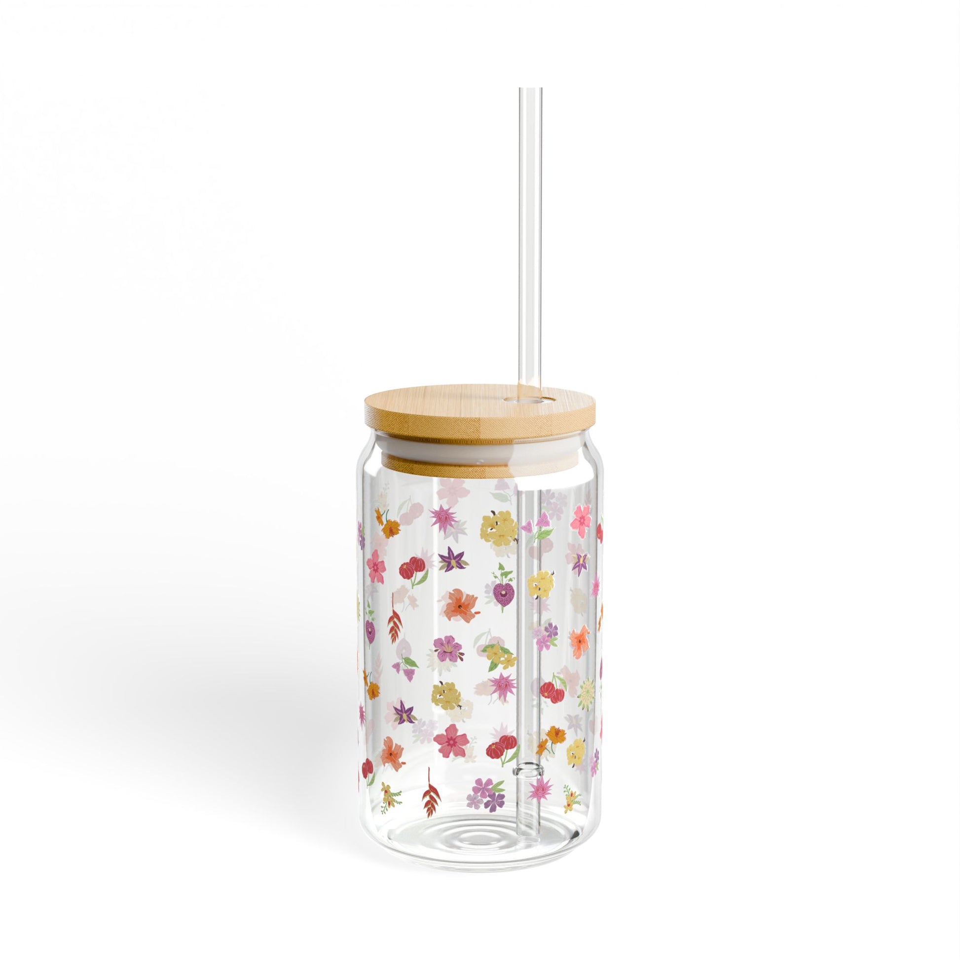 Floral Sipper glass, 16 Oz