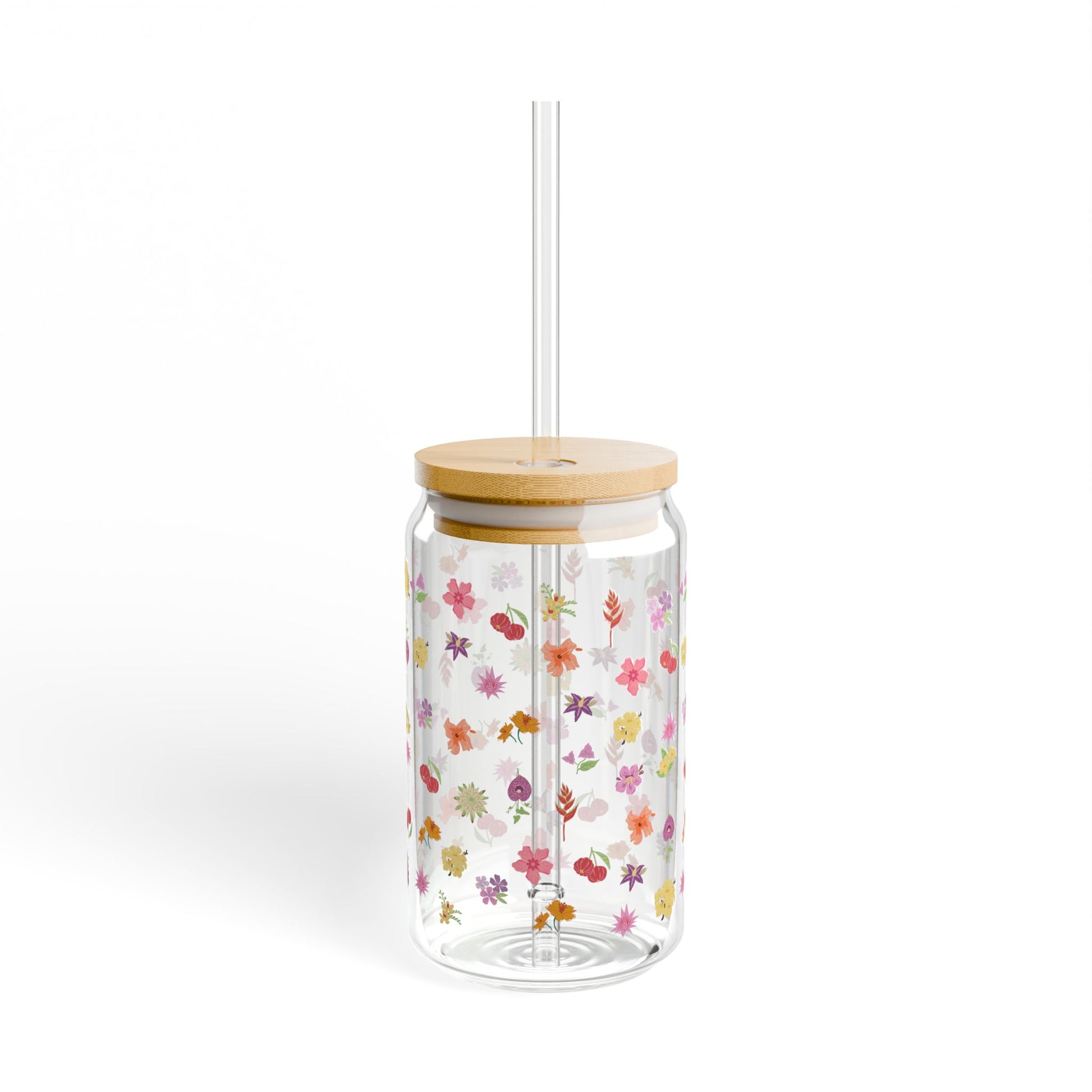 Floral Sipper glass, 16 Oz