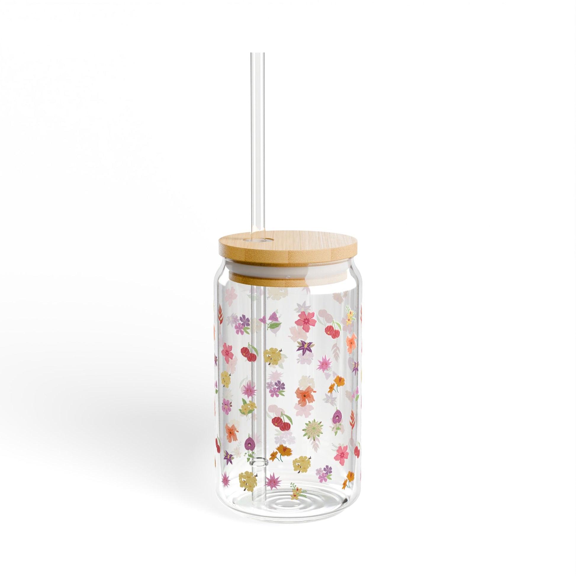 Floral Sipper glass, 16 Oz