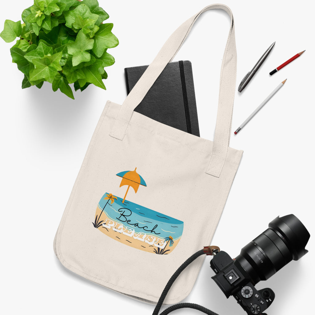 Beach Vibes Organic Canvas Tote Bag | Eco-Friendly Shopping Bag, Summer Tote, Beach Accessory, Vacation Bag, Gift for Beach Lovers
