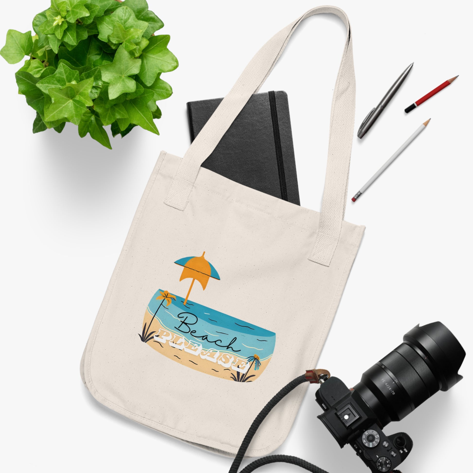 Beach Vibes Organic Canvas Tote Bag | Eco-Friendly Shopping Bag, Summer Tote, Beach Accessory, Vacation Bag, Gift for Beach Lovers