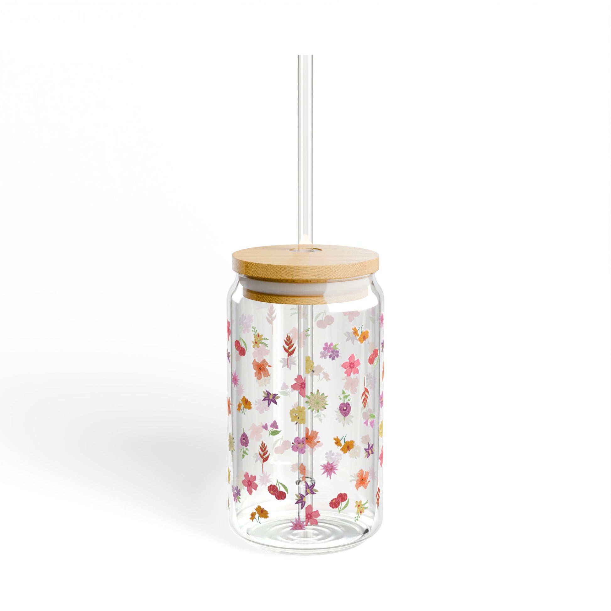 Floral Sipper glass, 16 Oz