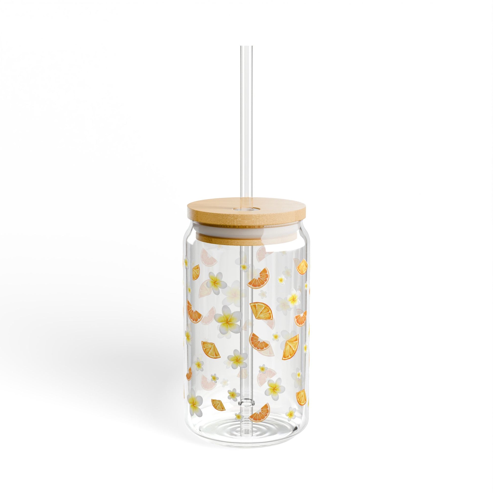 Floral Sipper Glass, 16oz - Eco-Friendly Drinkware for Home, Parties, Gifts, Summer Refreshments, Kitchen Decor