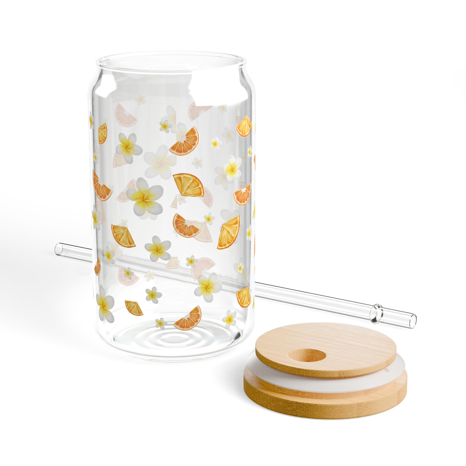 Floral Sipper Glass, 16oz - Eco-Friendly Drinkware for Home, Parties, Gifts, Summer Refreshments, Kitchen Decor